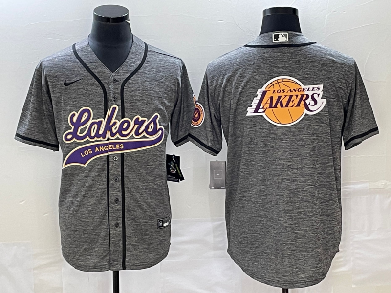 Nike 2023 Men Los Angeles Lakers Blank Grey NBA Jersey style 5